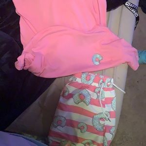 matching pink donut shirt with shorts